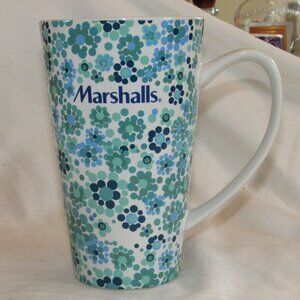 HUGE Marshalls Coffee Mug 7 in. High; 4 in. Top Diam. Blue/Green Floral EUC